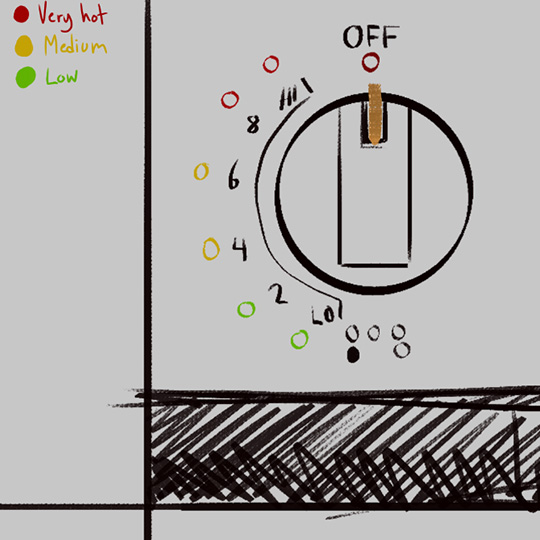 My first sketch planning the circuit. I wanted to have each individual setting have it's own LED beside them to make it easier to see, but i quickly realised this was going to make the design crowded and impractical