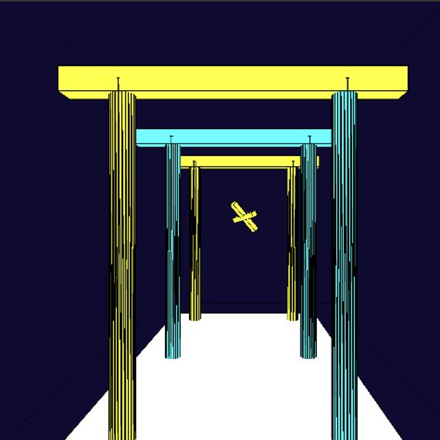 <a href='https://editor.p5js.org/Orzrihh/full/bhgpXIivR'>Link to Sketch</a><br>I wanted to combine the color changing code with some of the scenes I created previously, so I assigned the color variables to the fill of the gates. This made it harder to distinguish each gate, so added strokes to them.