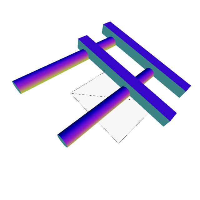 <a href='https://editor.p5js.org/Orzrihh/full/QFTI797gW'>Link to Sketch</a><br>To take this one step further, I began creating different props in the 3d space that resembled real objects. I only used some cylinders and boxes, but I was able to form this gate structure.