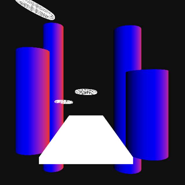 <a href='https://editor.p5js.org/Orzrihh/full/3zfNtZDfU'>Link to Sketch</a><br>Using the same code, I played around with what I could place in the scene. Changing the style of my gates into pillar-like structures made the environment feel like it had more space, and the floating toruses give a sense of airiness to it