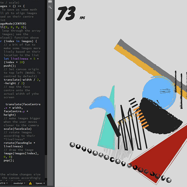 This is when I adjusted some of the P5JS code for the liveliness of the portrait. I only adjusted it slightly but the sensitivity of the portrait already had a notable different from the basic settings.